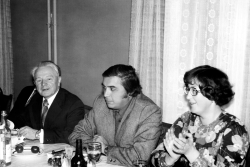 80-летие Е. П. Славского. Слева направо: Иван Семенович Шмелев, Сергей Павлович Крюков, Нина Ефимовна Славская